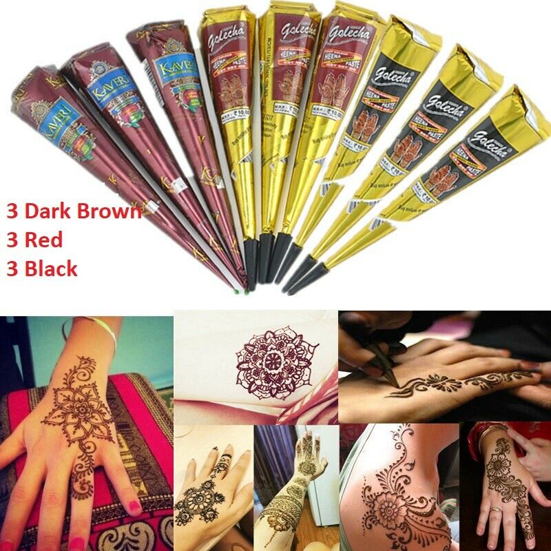 Natural Herbal Henna Cones Temporary Tattoo kit Body Ink Art Paint Mehandi  FAST